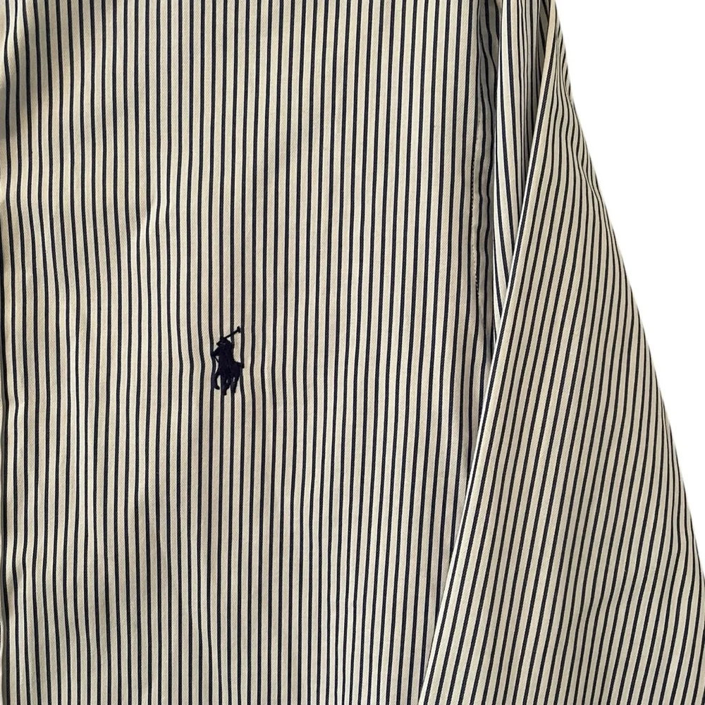 Polo Ralph Lauren Men’s White Blue Striped‎ Signature Button Up Shirt Size M